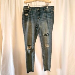 Jennifer Lopez Womens Skinny‎ Ankle 12 Distressed Raw Hem Light Wash